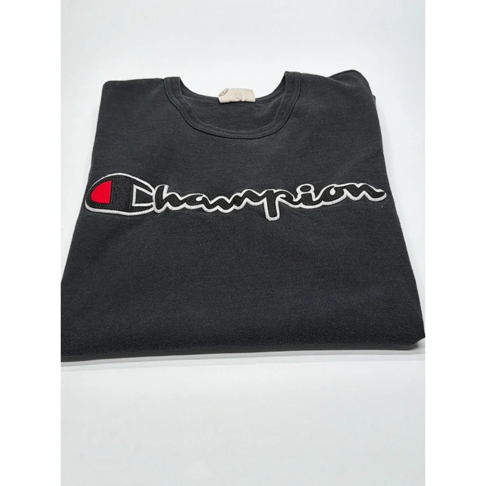 Champion Mens‎ Black Script Logo Graphic T-Shirt Short Sleeve Cotton Large - Picture 9 of 9